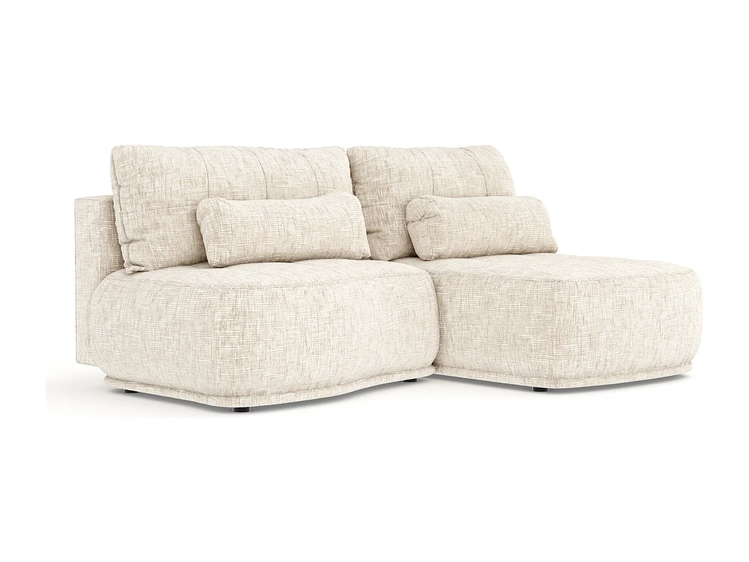 Canapé d'angle convertible Batu - toile tissée - 3 places - creme