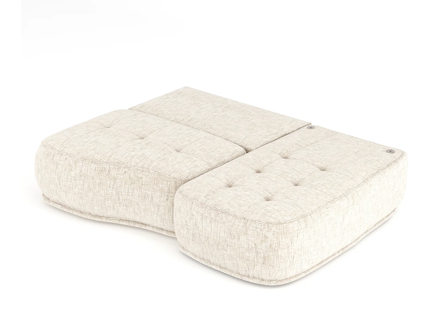 Canapé d'angle convertible Batu - toile tissée - 3 places - creme