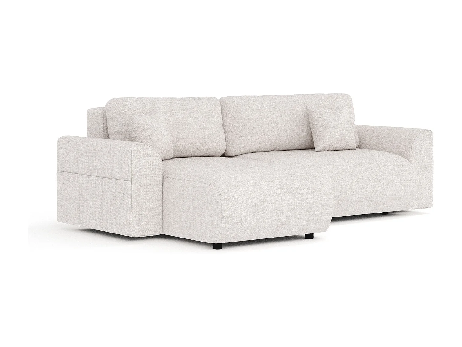 Canapé d'angle convertible Bodega - toile tissée - 4 places - beige