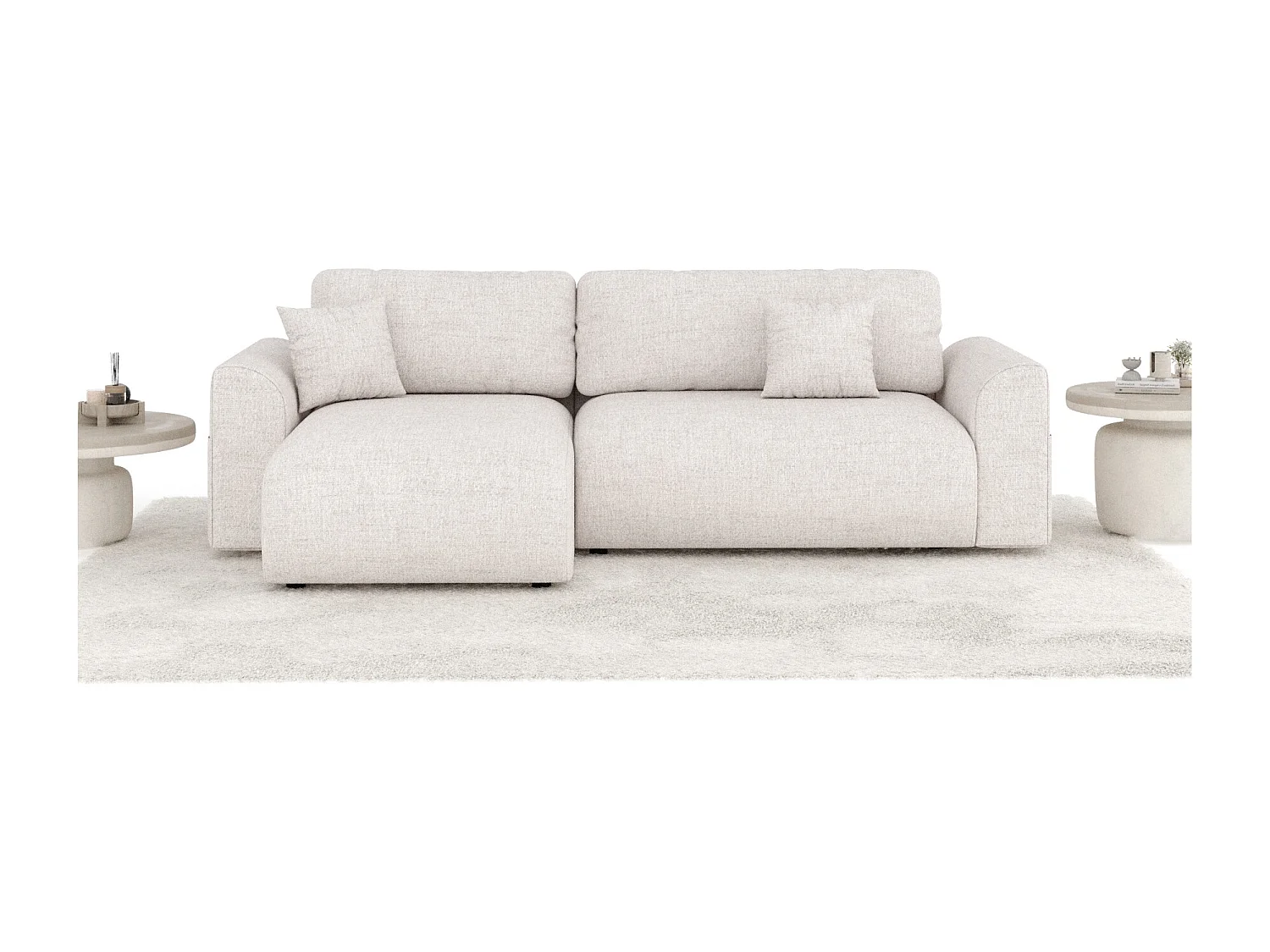 Canapé d&#039;angle convertible Bodega - toile tissée - 4 places - beige