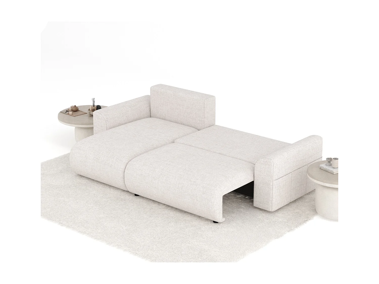 Canapé d&#039;angle convertible Bodega - toile tissée - 4 places - beige