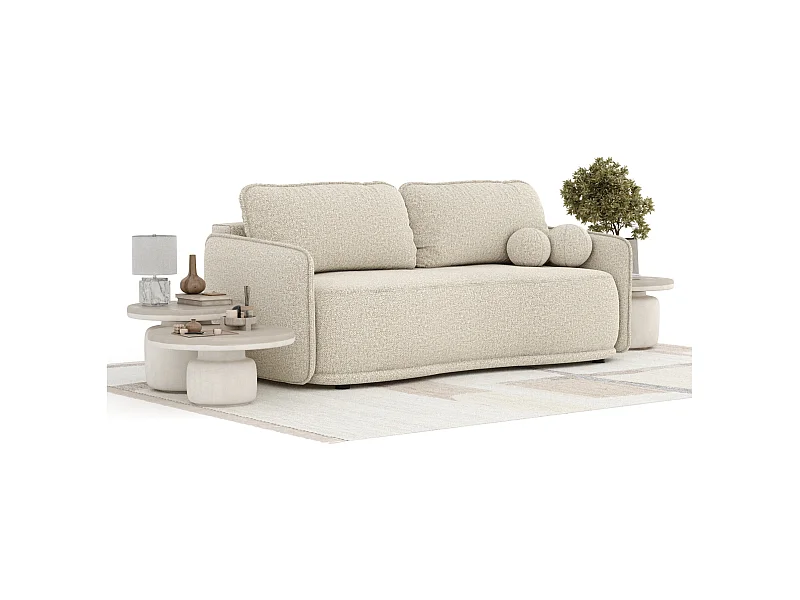 Sofa mit Schlaffunktion Mitsis - Boucle - Drei-Personen - beige