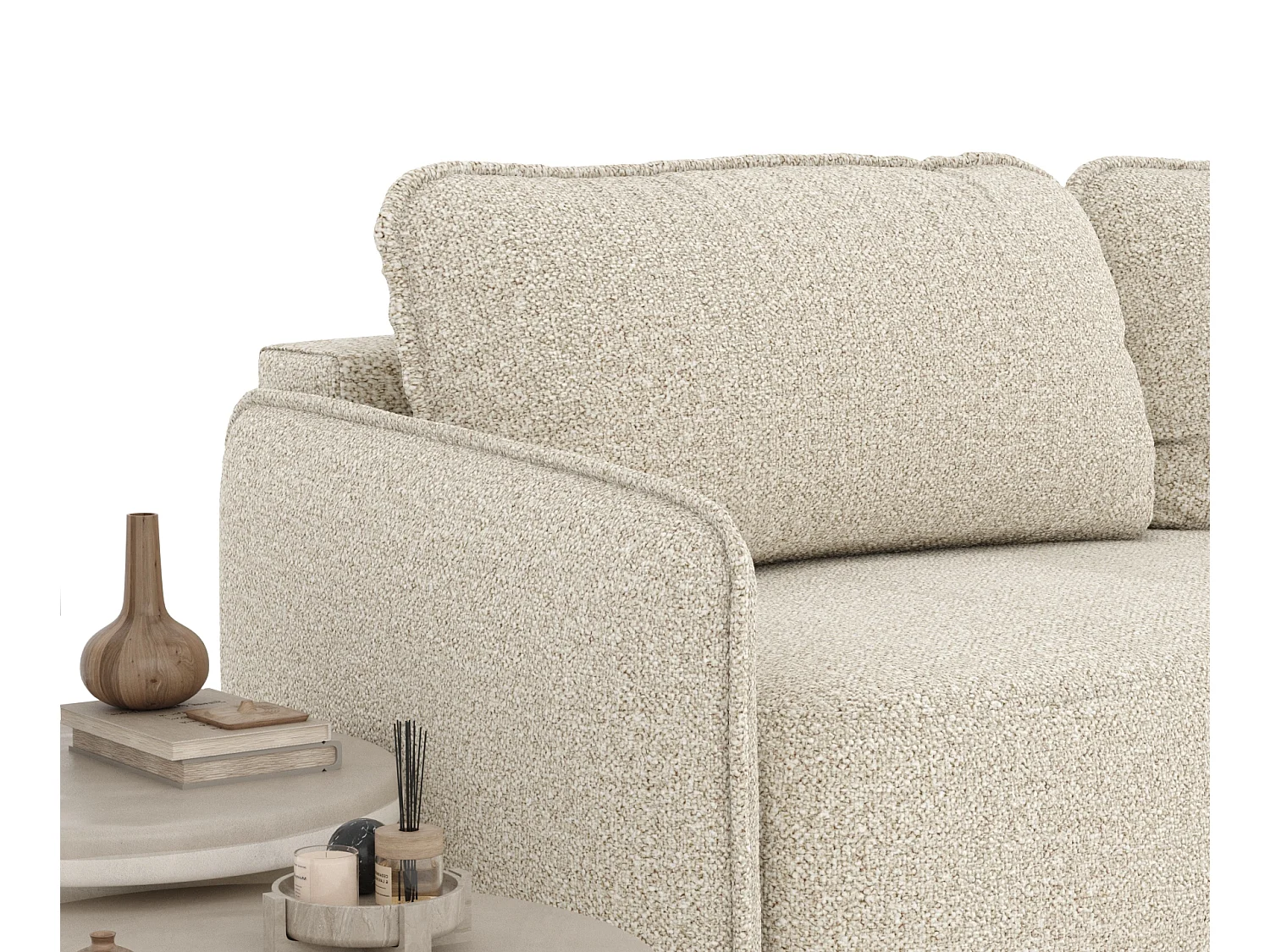 Canapé convertible Mitsis - boucle - 3 places - beige