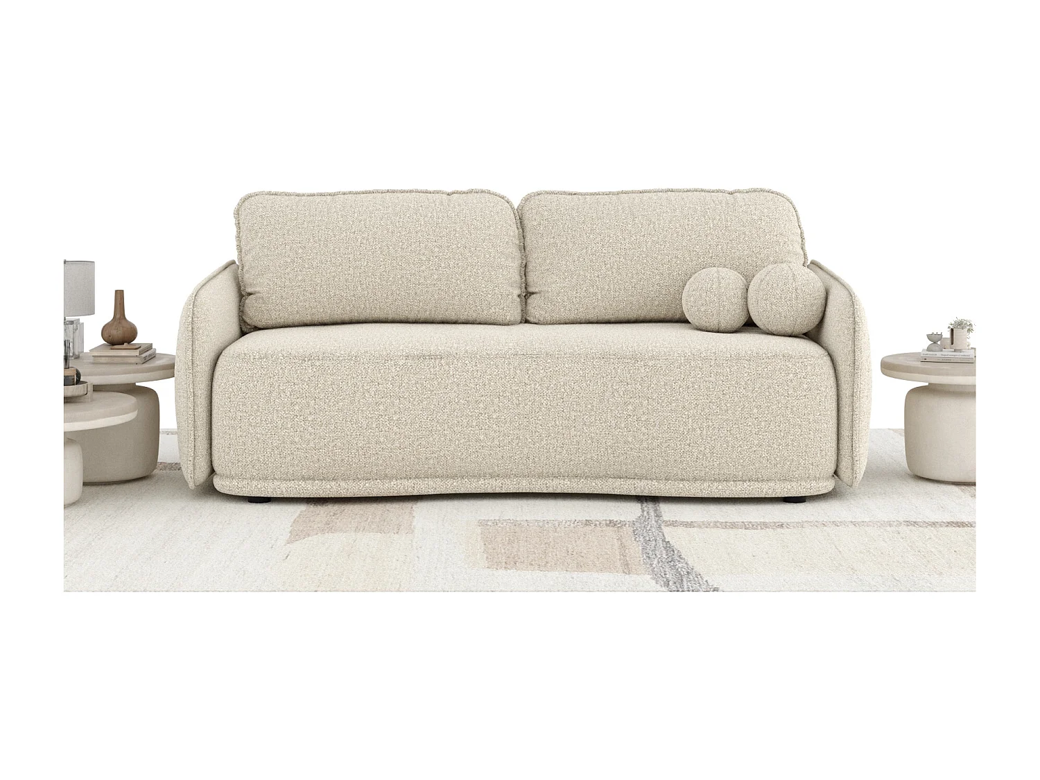 Canapé convertible Mitsis - boucle - 3 places - beige