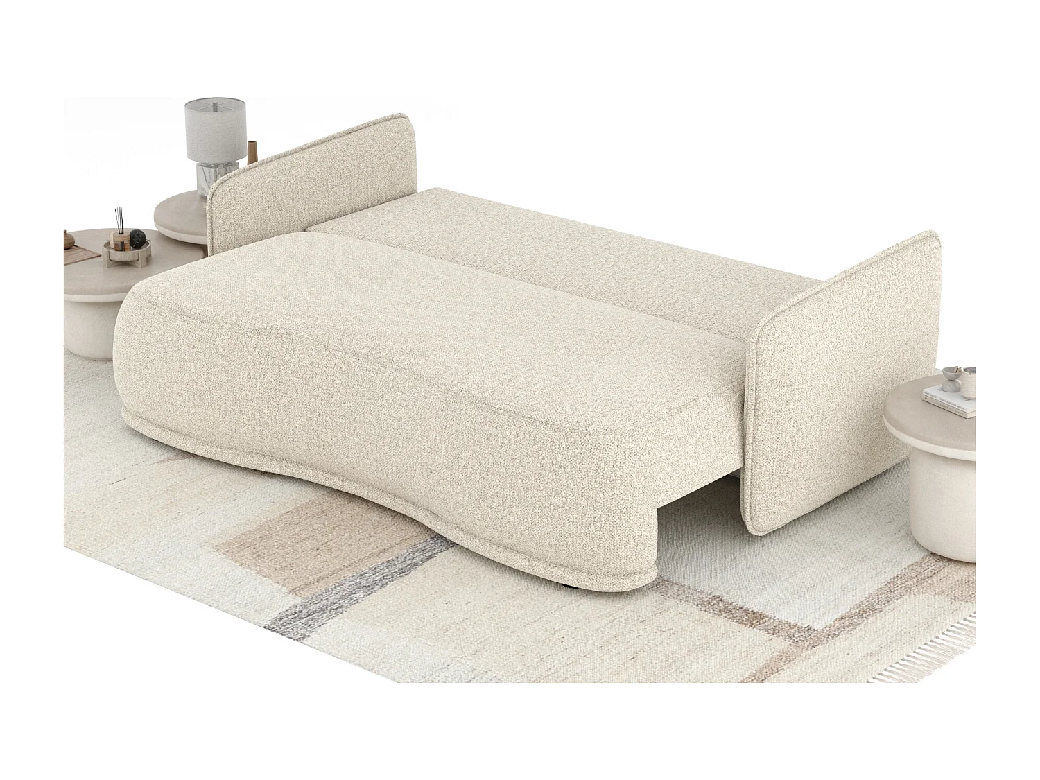 Canapé convertible Mitsis - boucle - 3 places - beige