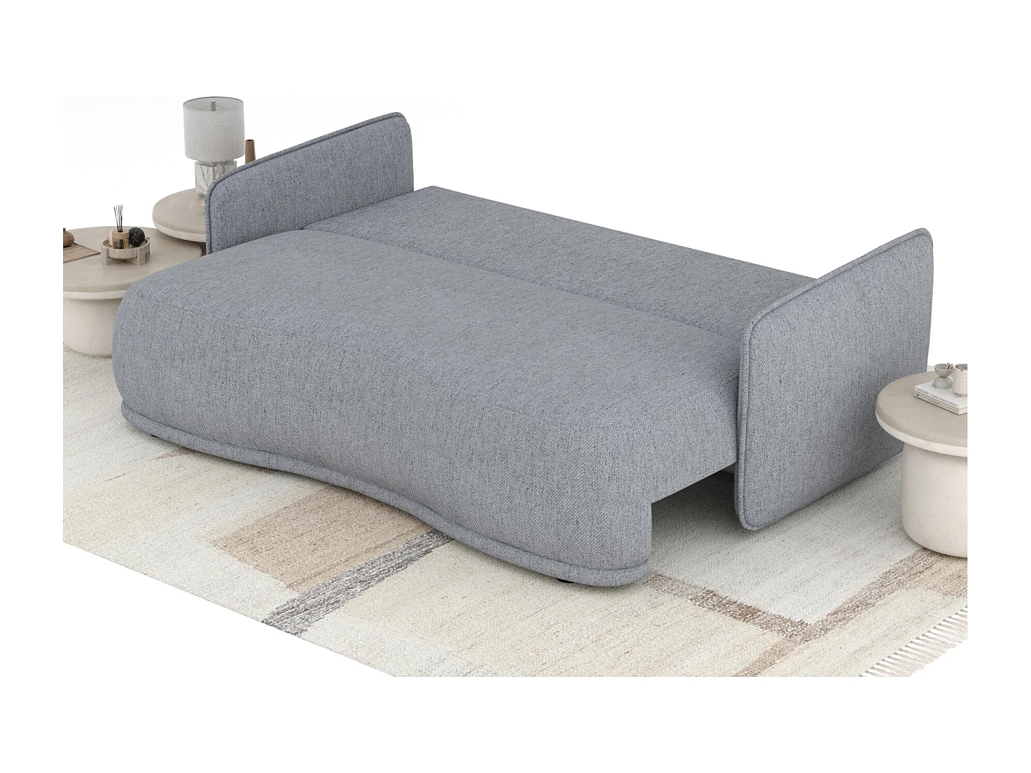 Canapé convertible Mitsis - toile tissée - 3 places - gris