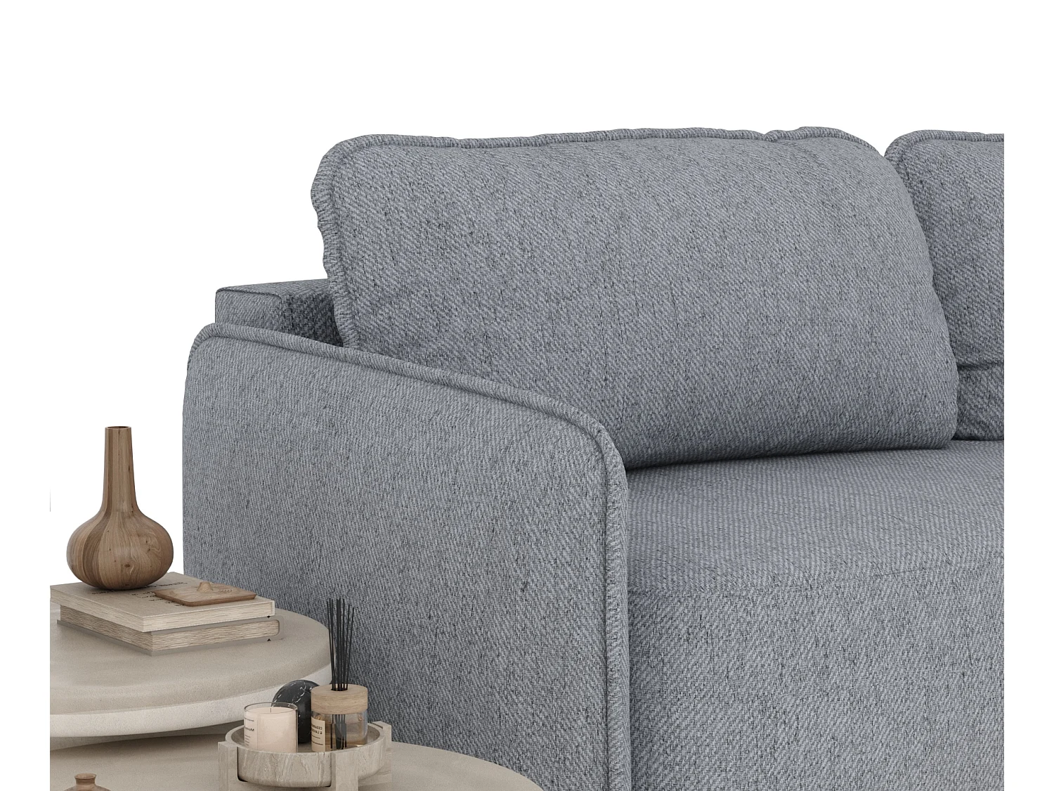 Canapé convertible Mitsis - toile tissée - 3 places - gris