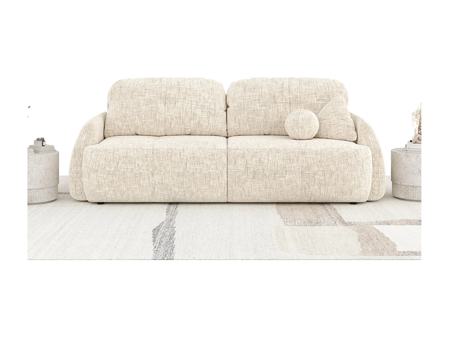 Canapé convertible Loca - toile tissée - 3 places - creme