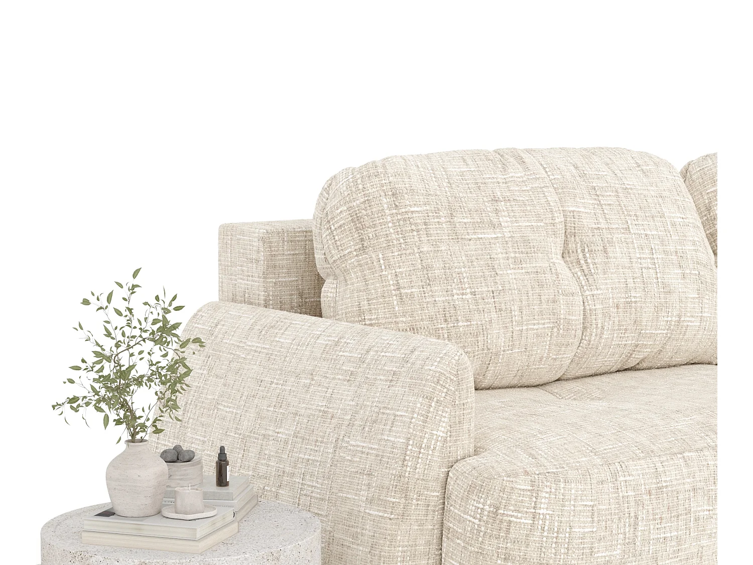 Canapé convertible Loca - toile tissée - 3 places - creme