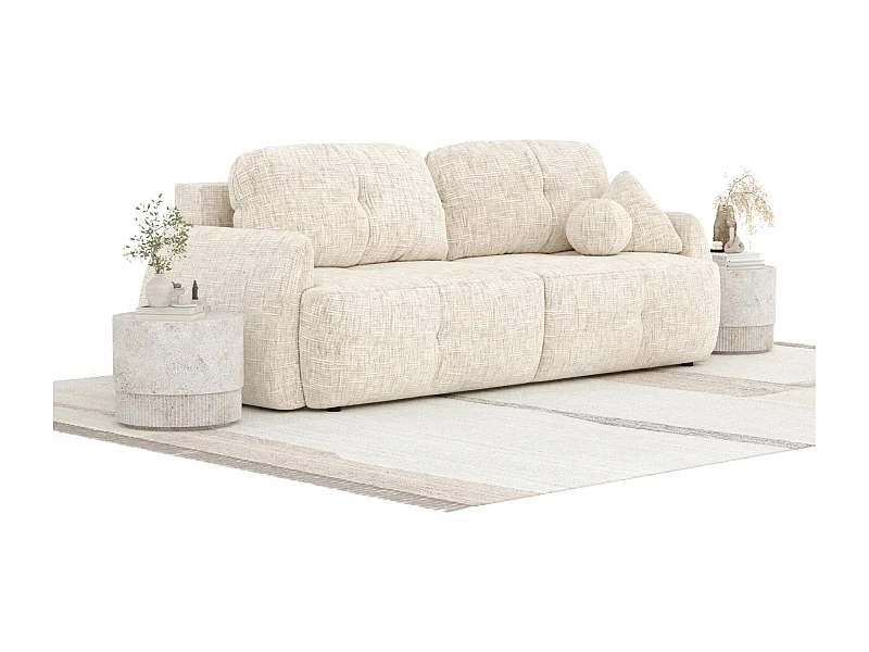 Sofa mit Schlaffunktion Loca - Webstoff - Drei-Personen - creme