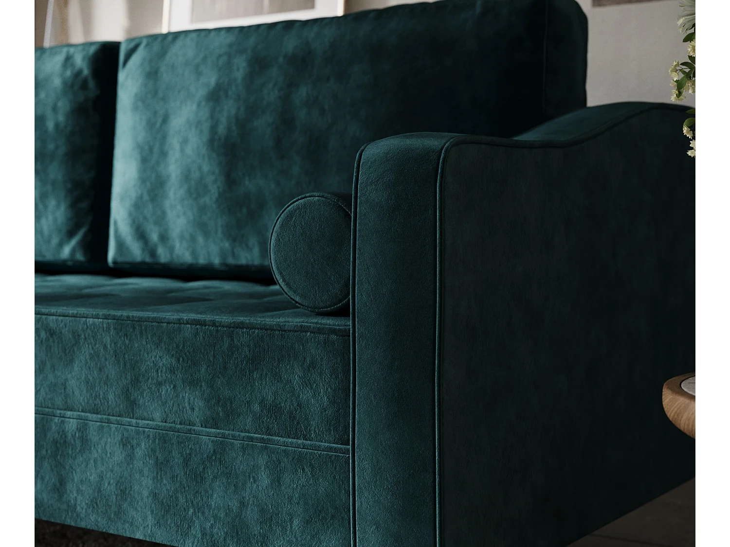 Canapé convertible Zyia - velours - 3 places - turquoise