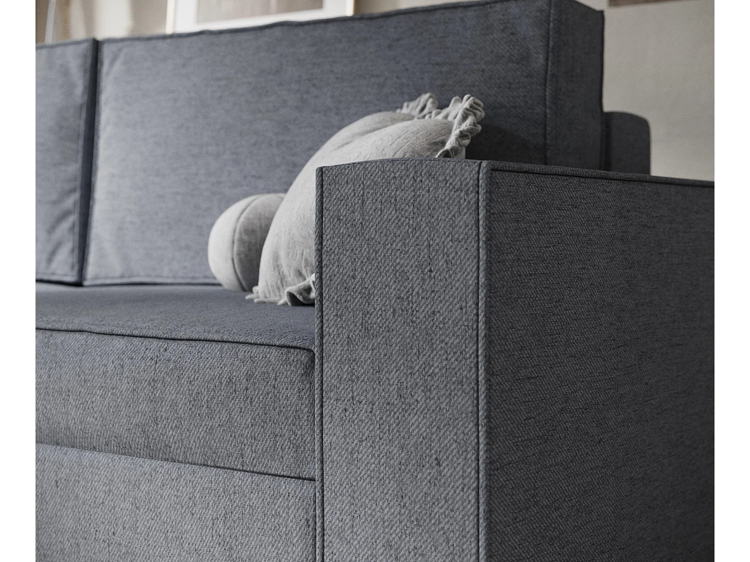 Canapé convertible Leo - toile tissée - 3 places - gris