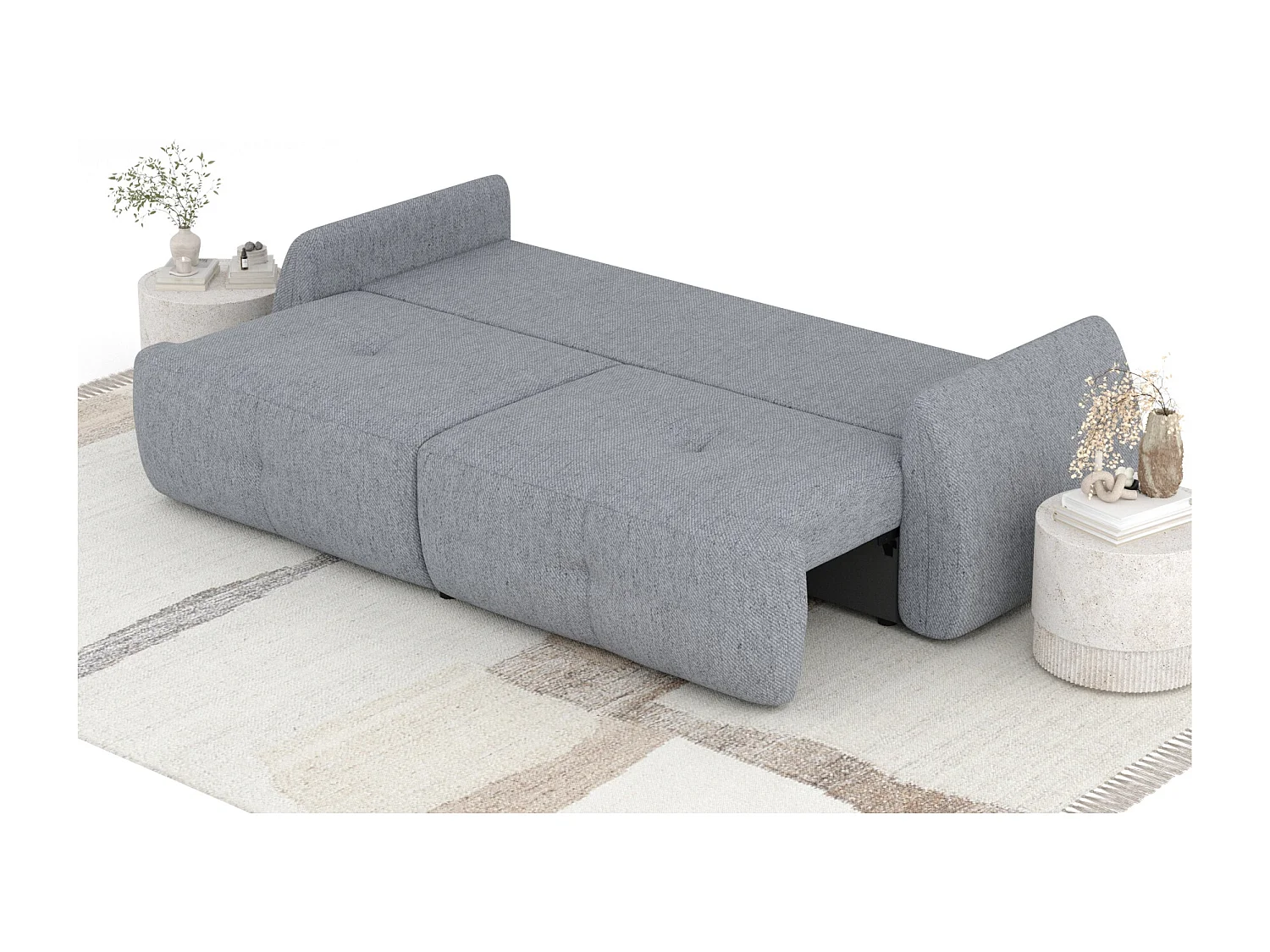 Canapé convertible Loca - toile tissée - 3 places - gris