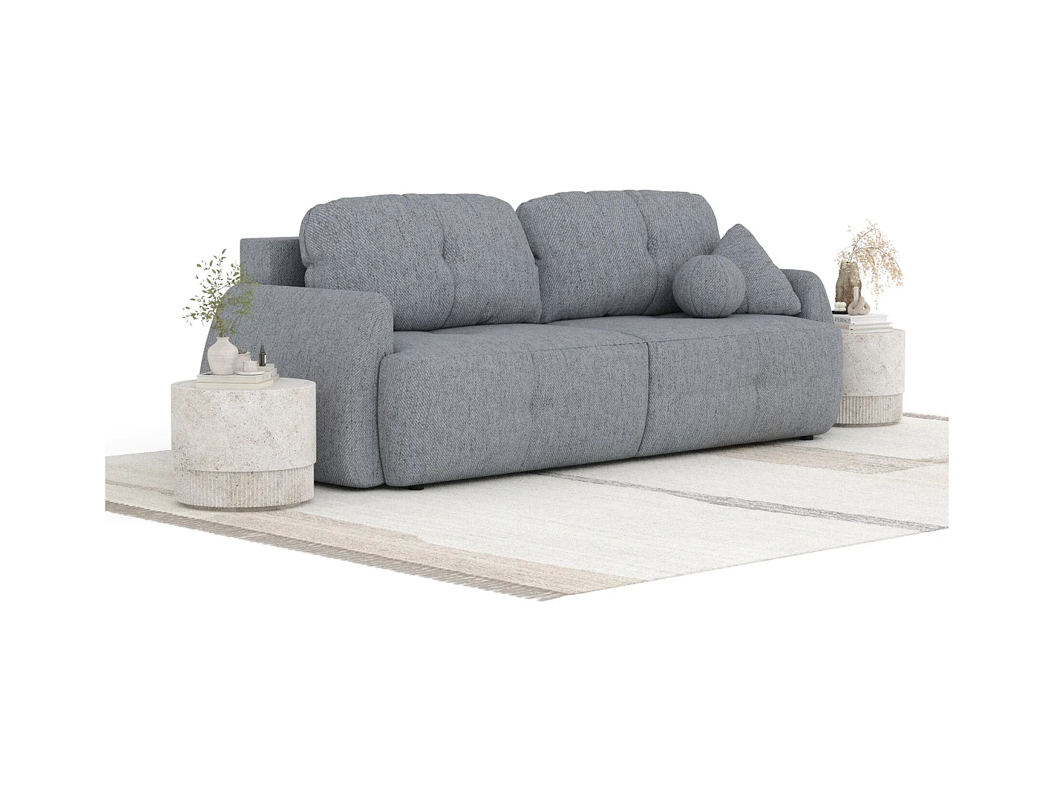 Sofa mit Schlaffunktion Loca - Webstoff - Drei-Personen - grau