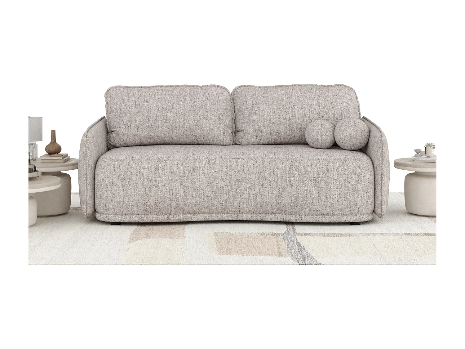 Canapé convertible Mitsis - toile tissée - 3 places - brun claire