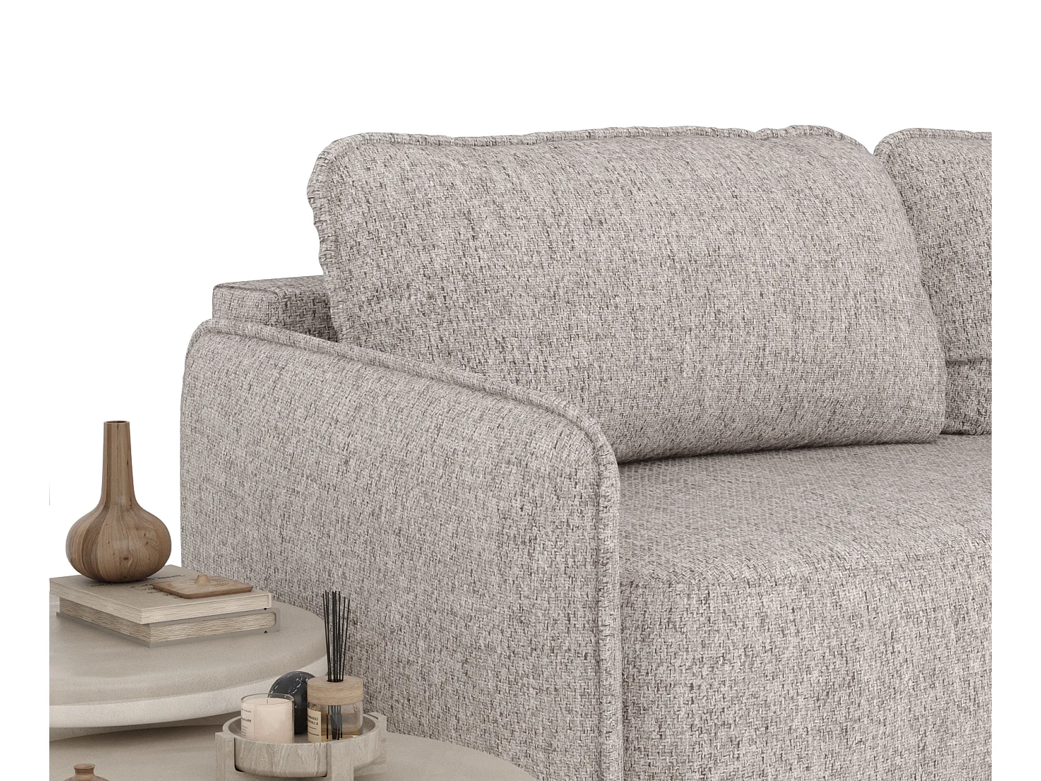 Canapé convertible Mitsis - toile tissée - 3 places - brun claire