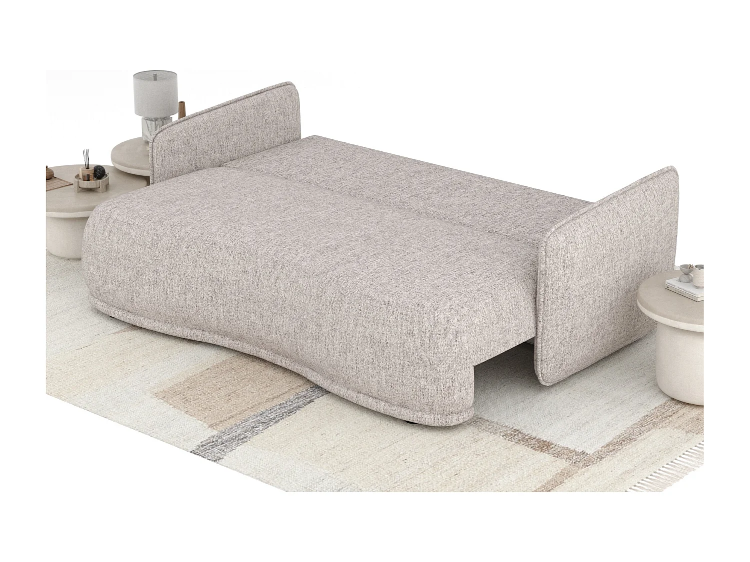 Canapé convertible Mitsis - toile tissée - 3 places - brun claire