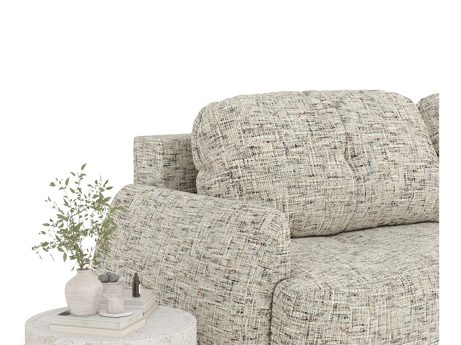 Canapé convertible Loca - toile tissée - 3 places - beige mélangé