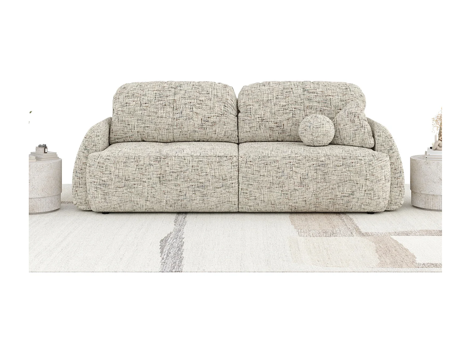 Canapé convertible Loca - toile tissée - 3 places - beige mélangé