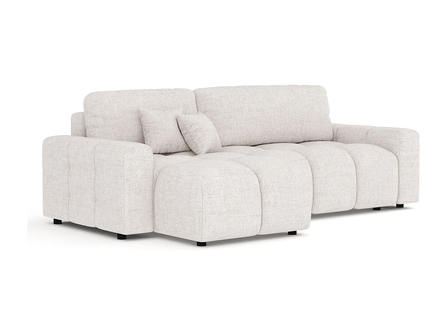 Canapé d'angle convertible Ucci - toile tissée - 4 places - beige