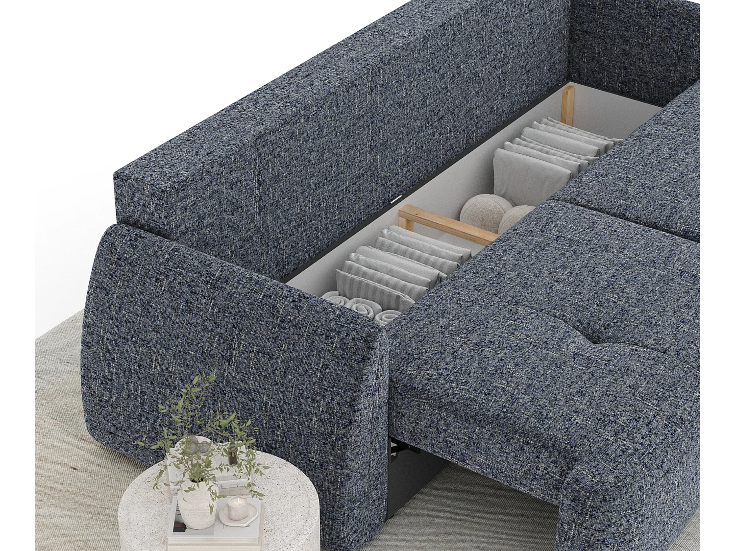 Canapé convertible Loca - toile tissée - 3 places - bleu marine