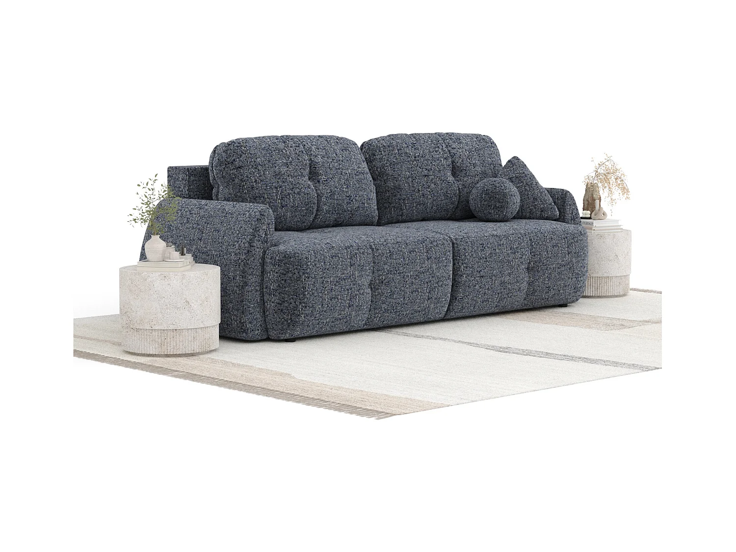 Sofa mit Schlaffunktion Loca - Webstoff - Drei-Personen - marineblau