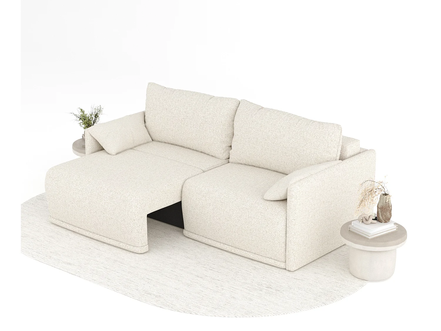 Canapé convertible Nappa - boucle - 3 places - creme