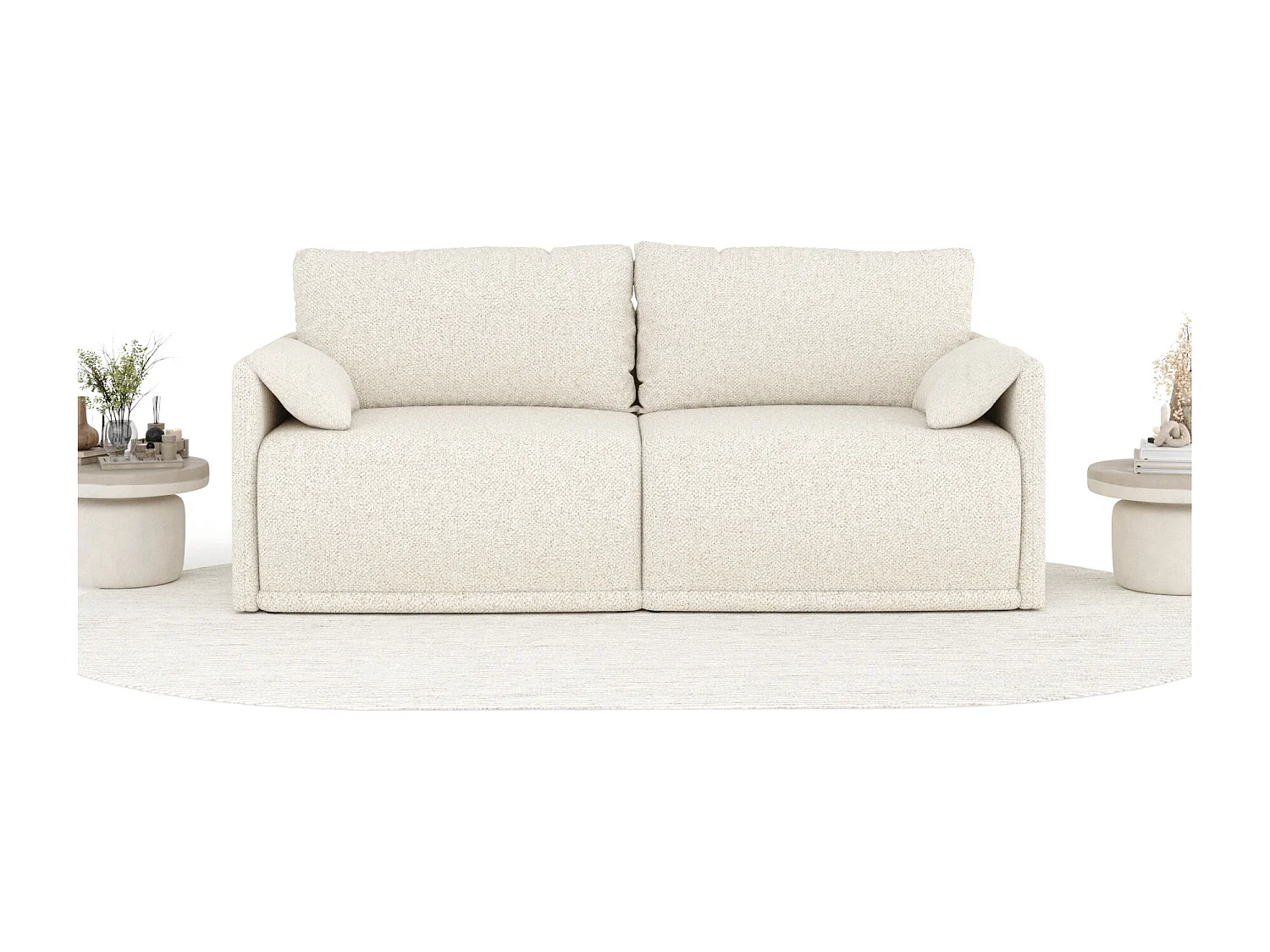 Canapé convertible Nappa - boucle - 3 places - creme