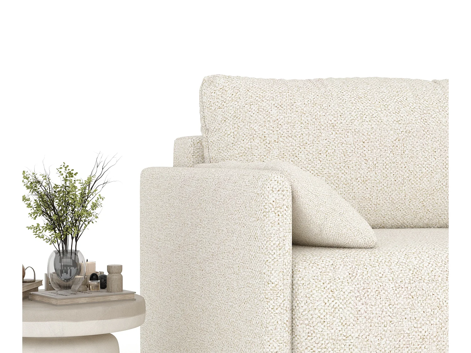 Canapé convertible Nappa - boucle - 3 places - creme