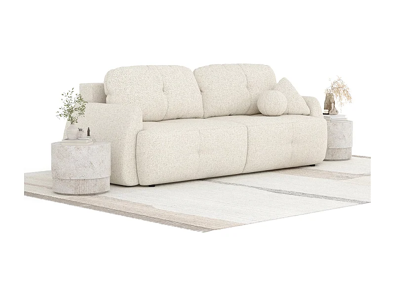 Sofa mit Schlaffunktion Loca - Boucle - Drei-Personen - creme