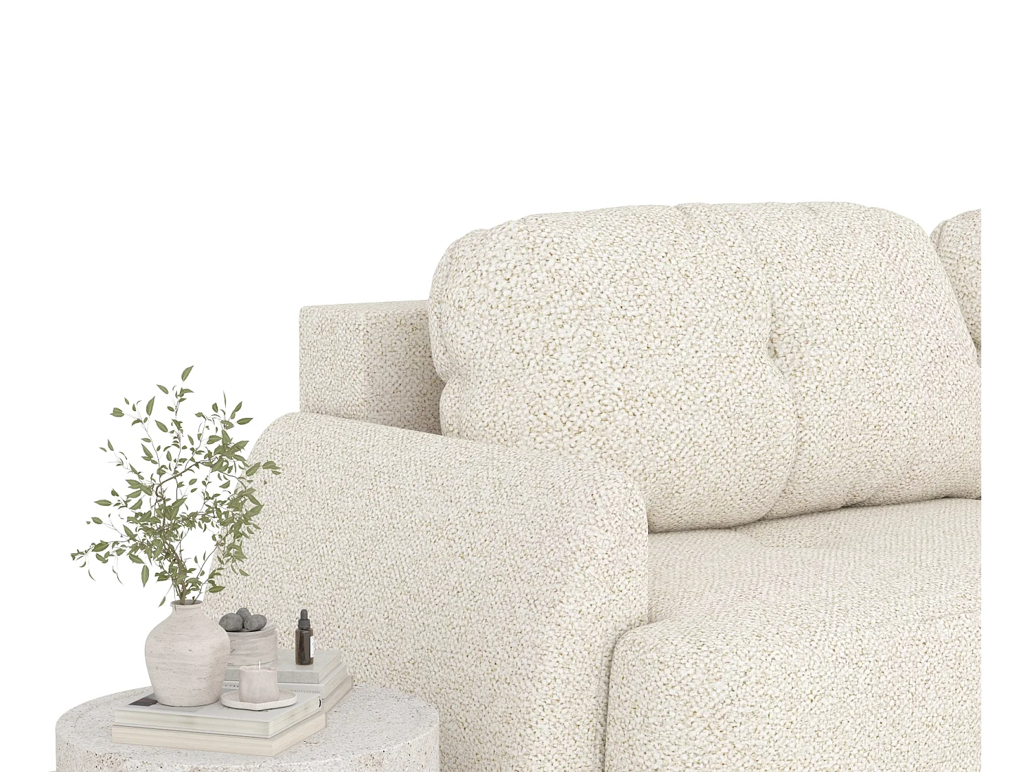 Canapé convertible Loca - boucle - 3 places - creme