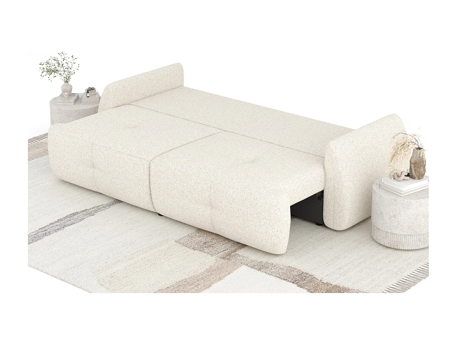 Canapé convertible Loca - boucle - 3 places - creme