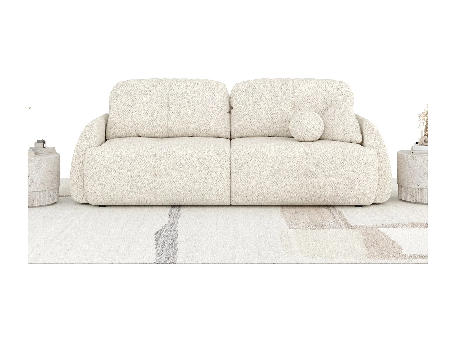 Canapé convertible Loca - boucle - 3 places - creme