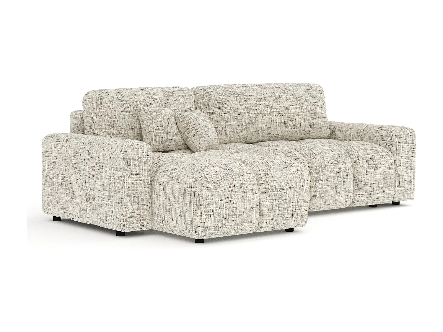 Canapé d'angle convertible Ucci - toile tissée - 4 places - beige mélange