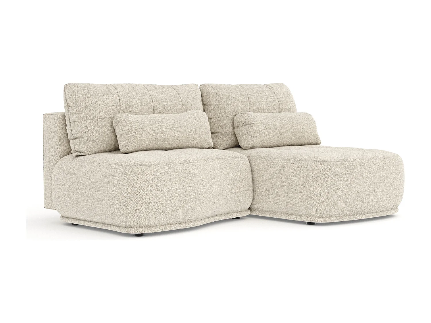 Canapé d'angle convertible Batu - boucle - 3 places - beige