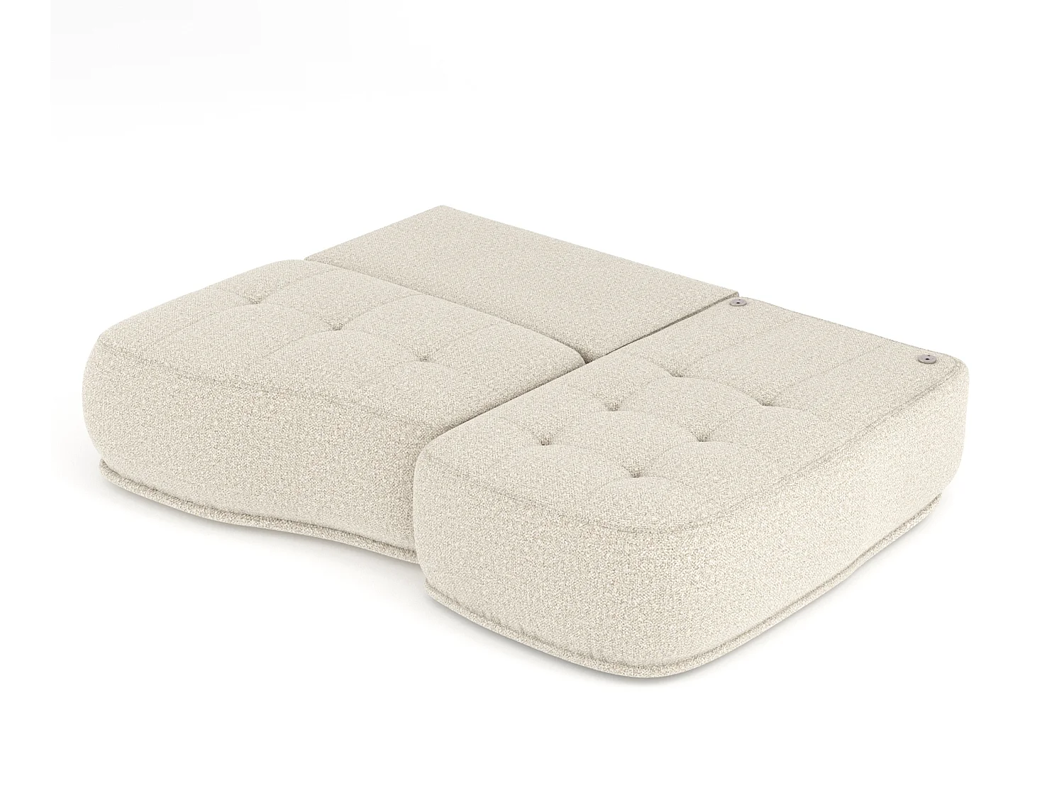 Canapé d'angle convertible Batu - boucle - 3 places - beige