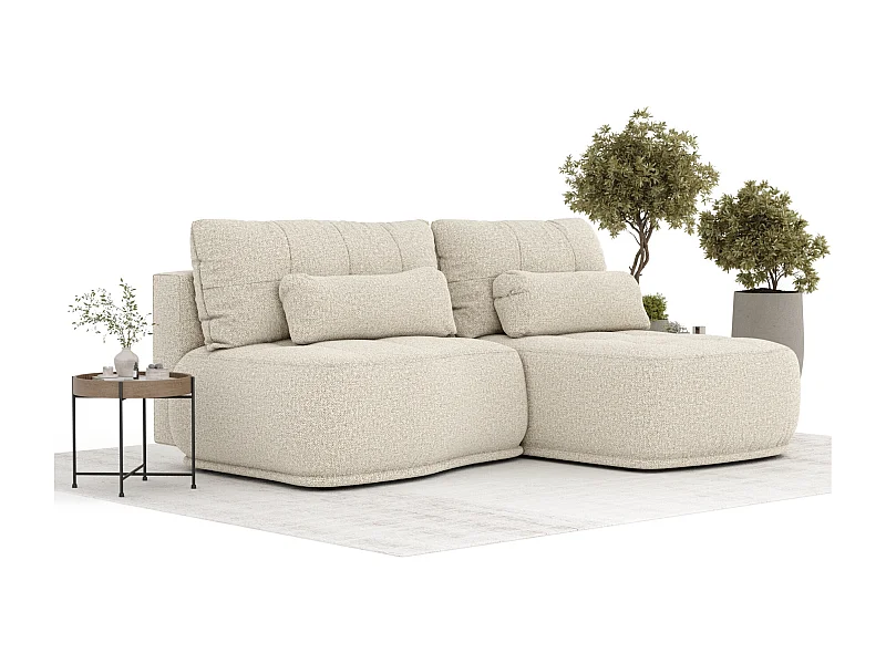 Canapé d'angle convertible Batu - boucle - 3 places - beige