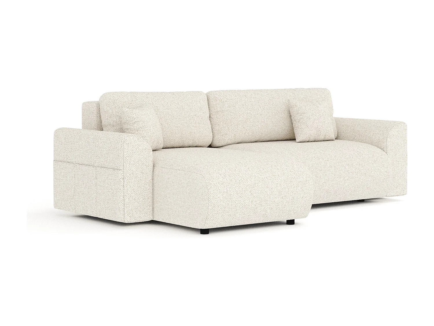 Canapé d'angle convertible Bodega - boucle - 4 places - creme