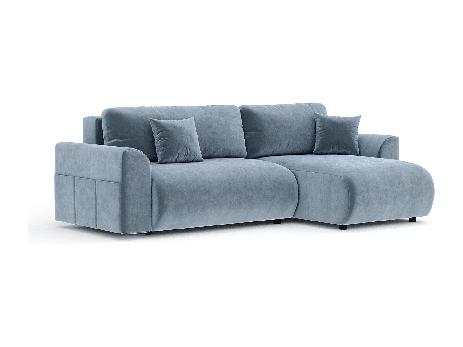 Canapé d'angle convertible Bodega - velours - 4 places - gris