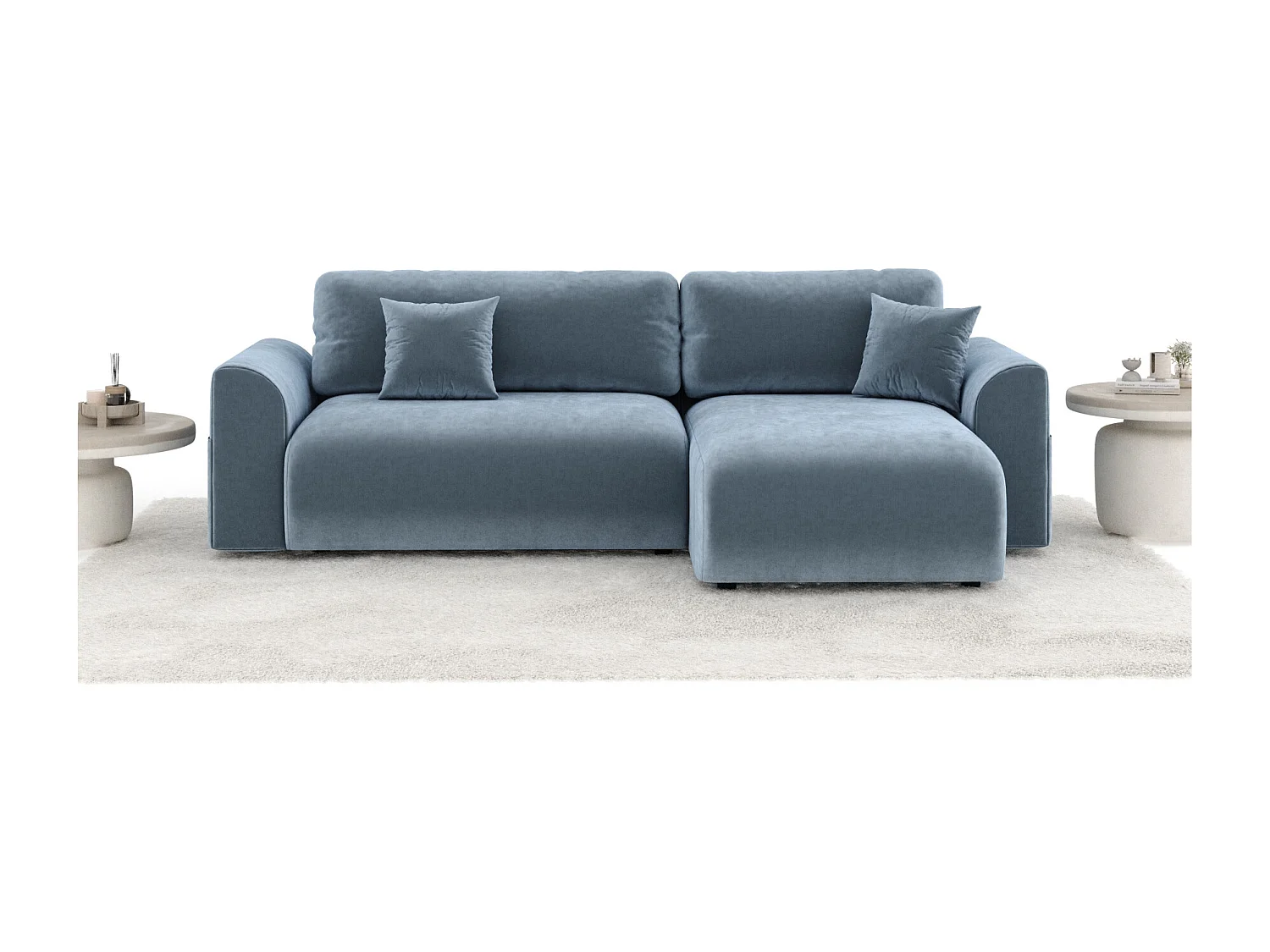 Canapé d'angle convertible Bodega - velours - 4 places - gris