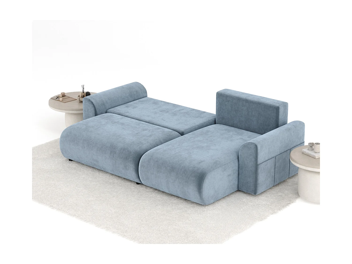 Canapé d'angle convertible Bodega - velours - 4 places - gris