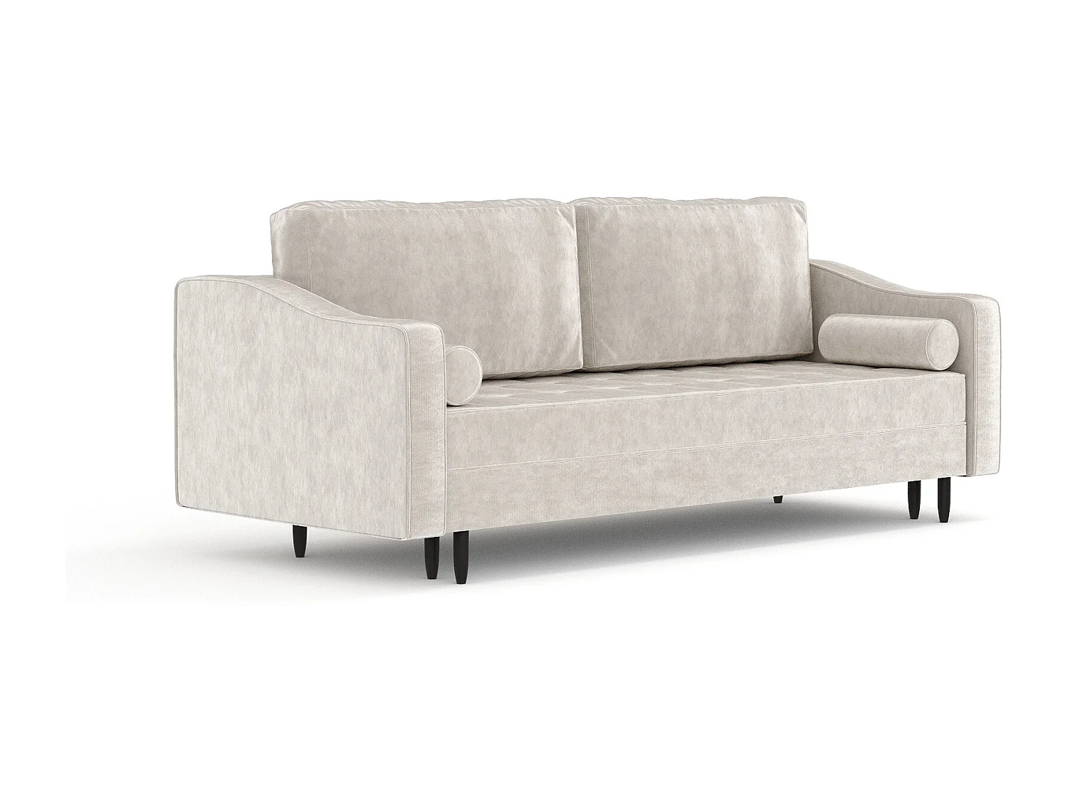 Canapé convertible Zyia - velours - 3 places - creme