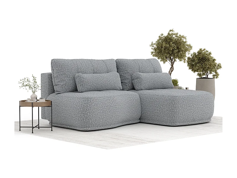 Ecksofa mit Schlaffunktion Batu - Boucle-Stoff - Drei-Personen - grau