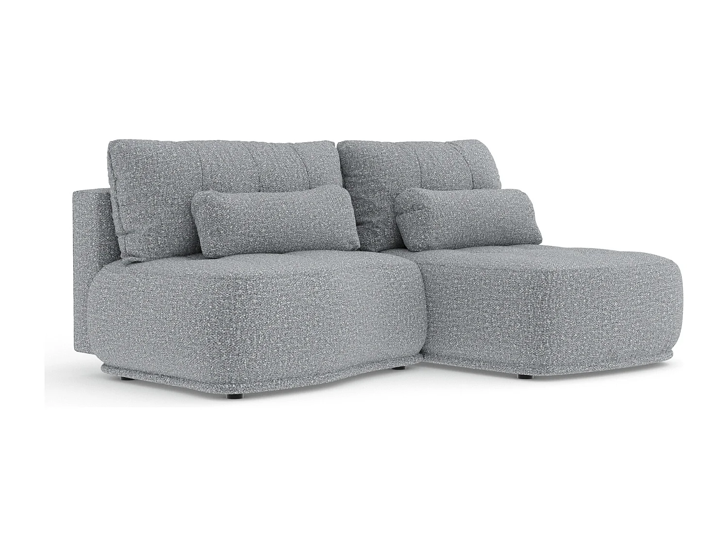 Canapé d'angle convertible Batu - boucle - 3 places - gris