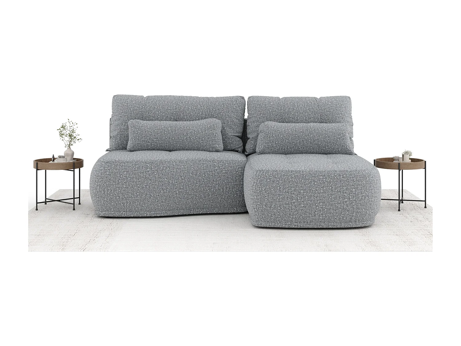 Canapé d'angle convertible Batu - boucle - 3 places - gris