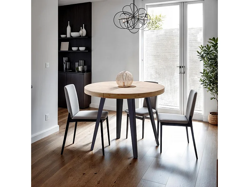 Mesa redonda extensible Berg 120 Negro - Roble