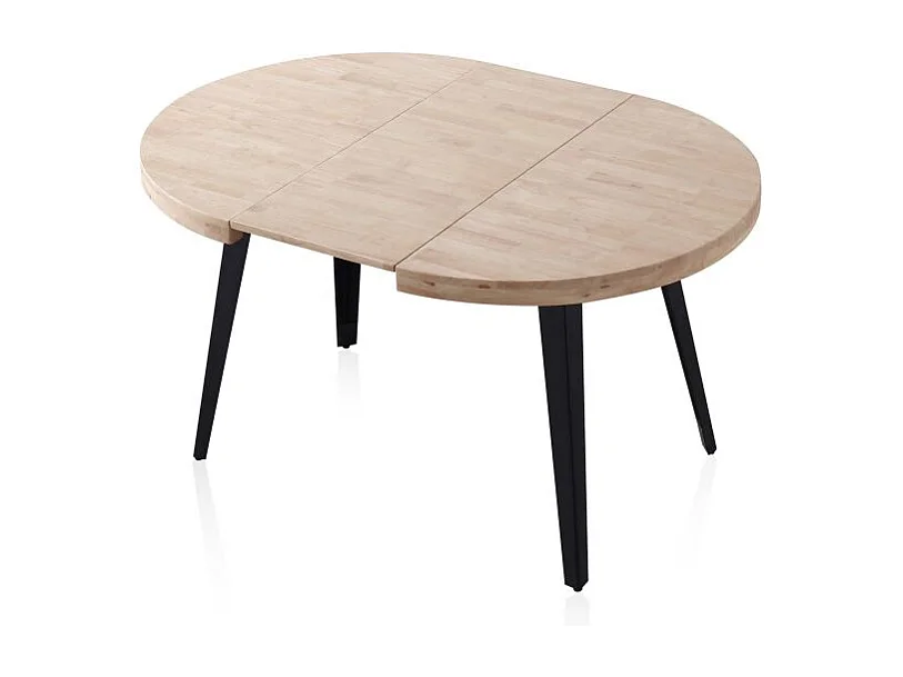 Mesa redonda extensible Berg 120 Negro - Roble