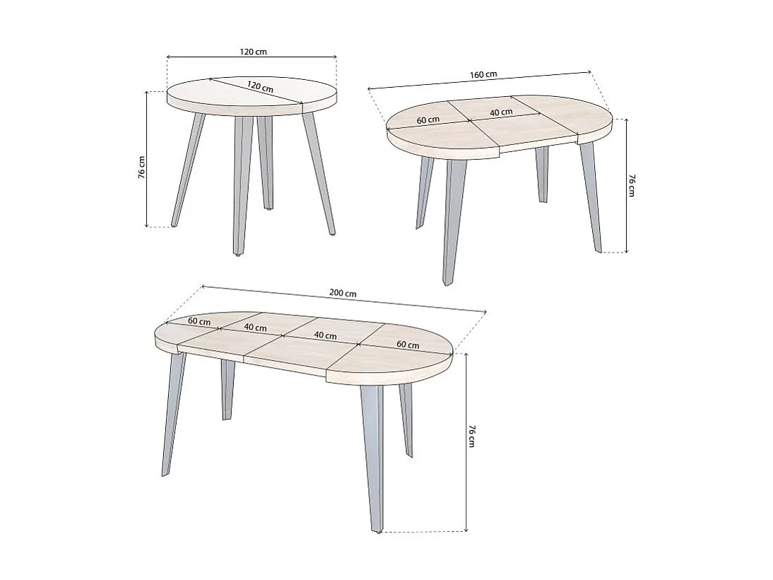Mesa redonda Berg extensible 120-200