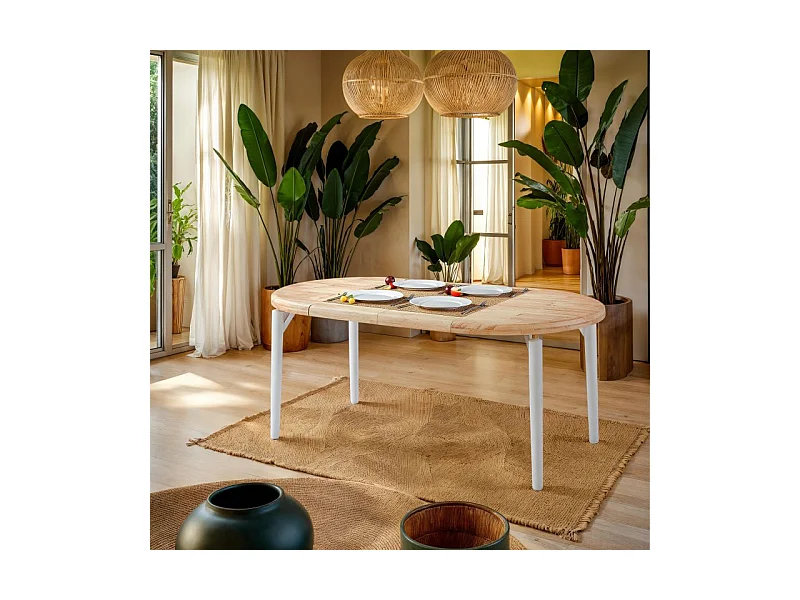 Mesa redonda extensible Padma Blanco - Roble