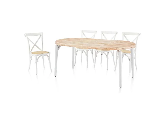 Mesa redonda extensible Padma Blanco - Roble